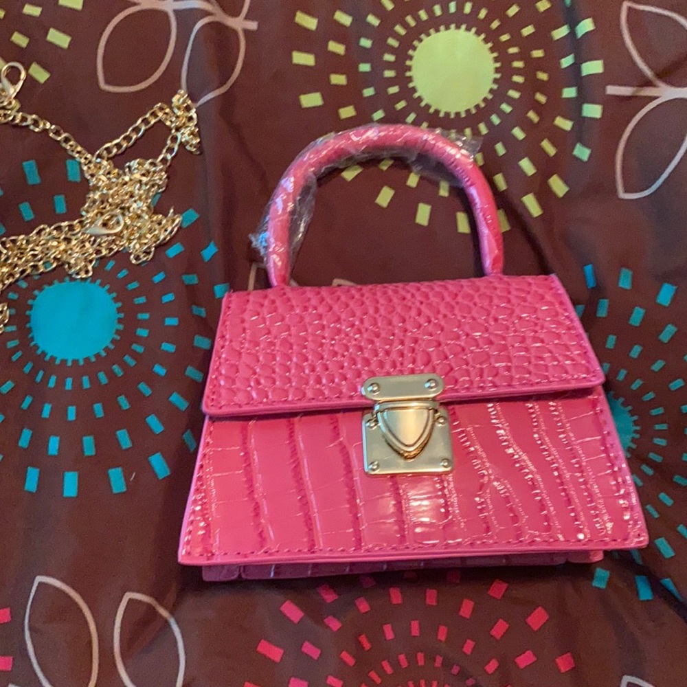 Pink leather purse